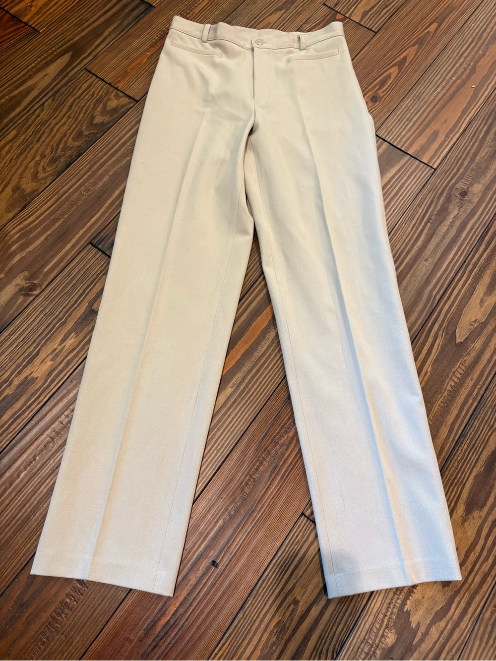 Rafella Womens Classic Straight-Leg Dress Pants in Light Beige